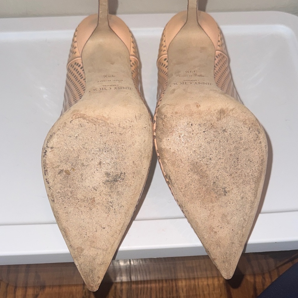 Jimmy Choo Perforated Nude Heels - Picture 11 of 16